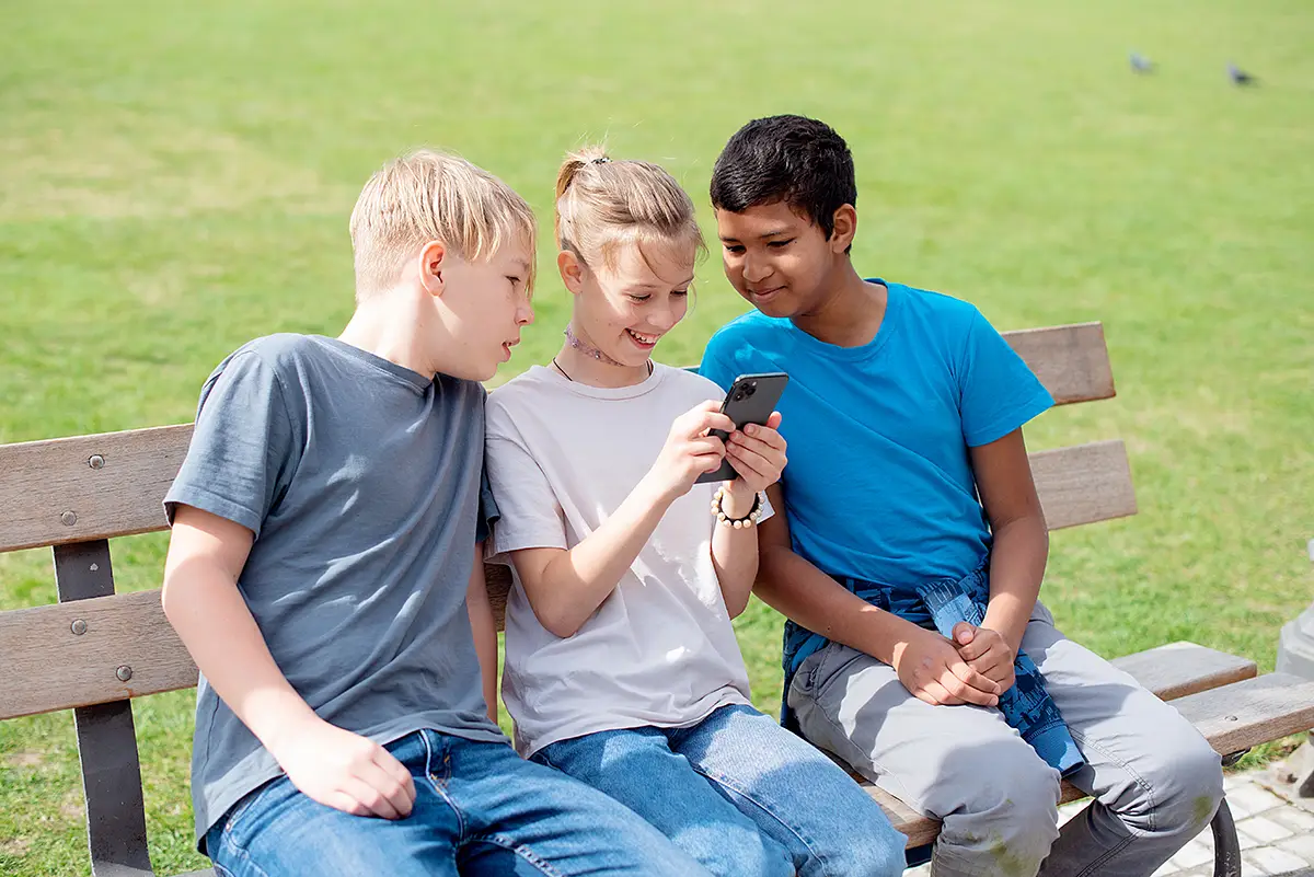 Kids using mobile phone